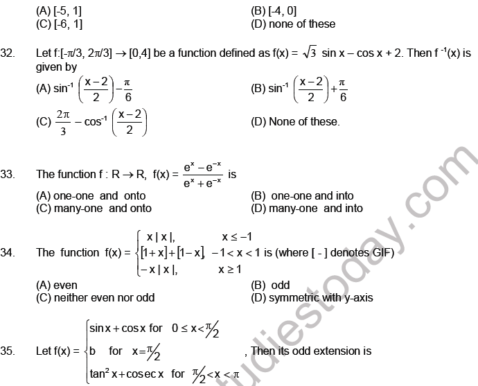 JEE Mathematics Relation And Functions MCQs Set B, Multiple Choice ...